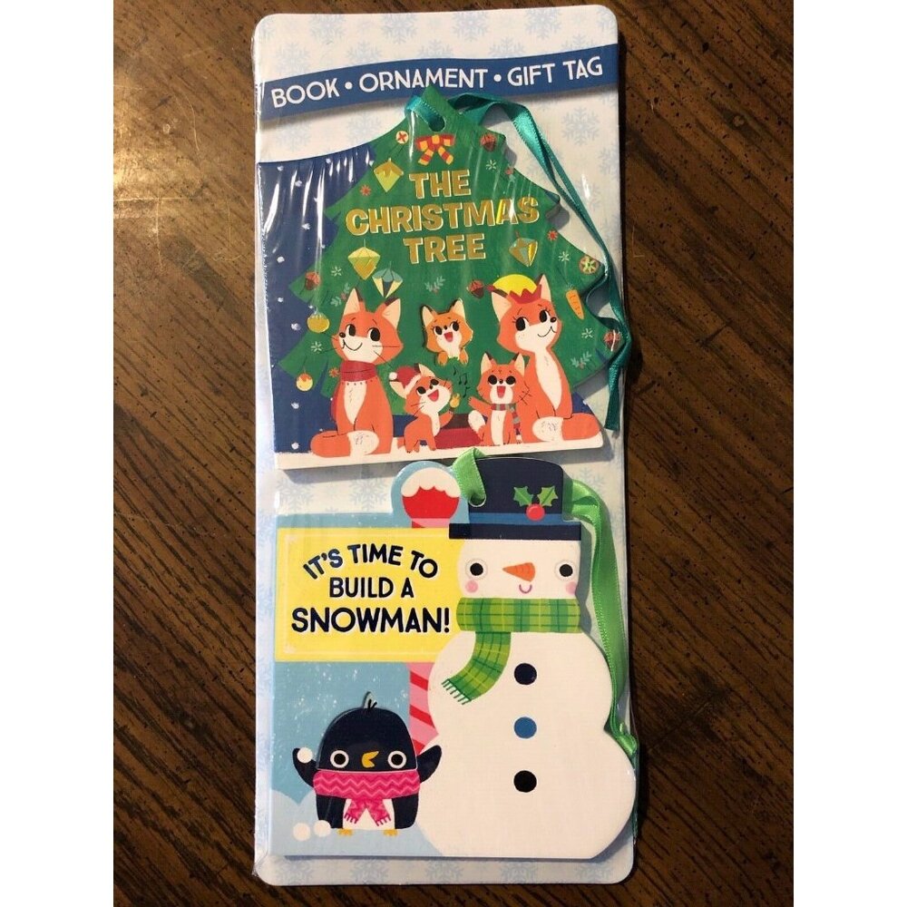 2 Book Ornament Present Gift Tags - The Christmas Tree & Time To Build A Snowman